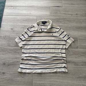 Polo Ralph Lauren Men's White and Black Striped Polo Shirt
